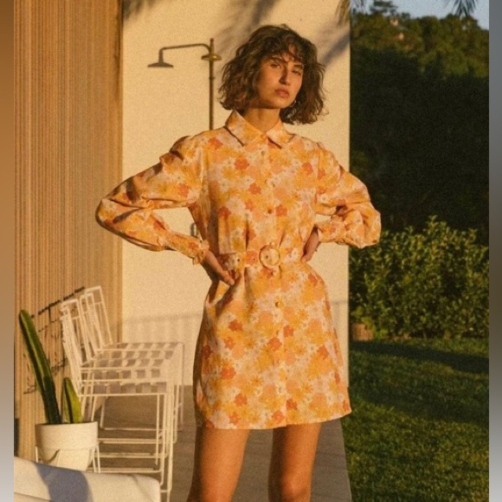 Charlie Holiday floral 70s mini dress XS